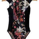 Axesea Flora Retro One Piece Fairy Floral Sleeveless Swimsuit Size 4 Black Photo 0