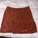 Faux Suede Burnt Orange Mini Skirt Photo 1