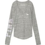 PINK - Victoria's Secret Victoria’s Secret PINK Thermal Sleep Henley Top I only sleep in pink size small Photo 0