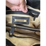 Johnston & Murphy Black Leather Tote Bag Purse Gold Logo Charm | Large Interior Photo 4