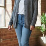 Croft & Barrow Women Cardigan Plus Size 2X Button Heather Black Silver Sparkle Photo 0