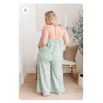 Hailey & Co. Jumpsuit Sz L Green Vine Print Halter Wide Leg "My Next Adventure" Photo 1