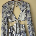 White Fox Boutique White Fox French Riviera Blue Floral Cutout Mini Dress Size Medium Photo 6