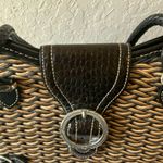 Brighton : Black/ Brown Wicker Shoulder Bag- Silver tone- Leather Trim- wear Photo 12