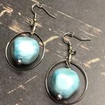 Blue bead hoops dangle earrings MunandMe handmade Photo 1