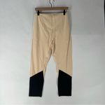 Lysse Cream & Black Color Block Stretch High Rise Cropped Leggings Size L Photo 5