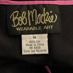 Bob Mackie  Wearable Art Plus Size 1X Silk Shell Tank Top Black Pink Trim Photo 3