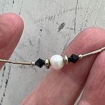 Boutique Sterling silver,cut black glass and fresh water pearl necklace. Photo 3