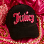 Juicy Couture Black Velour Terry Hat | Pink Rhinestone “Juicy” Logo Cap | NWT Photo 0