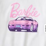 Barbie White Sweatshirt with Pink Car Design Size L Photo 1