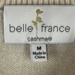 Belle France 100% Cashmere Sweater Women M Gray Cream Tunic Soft Cozy Minimalist Size M Photo 3