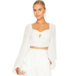 For Love & Lemons  Trisha Crop Top White Sheer Blouson Long Sleeve Blouse - S Photo 1