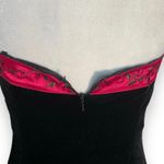Vintage 90s Black Velvet Strapless Maxi Gown Pink Rose Trim Formal Evening XS Size 4 Photo 8