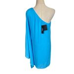 Lulus NEW NWT Summer Daze One-Shoulder Kaftan Sleeve Mini Dress in Turquoise Photo 5