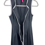 Betsey Johnson  Black White Full Zip Fit & Flare Scuba Above Knee Dress Size 4 Photo 3