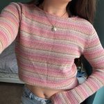 Jones New York Vintage Retro Pink Striped Knit Sweater Photo 1