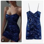 ZARA Blue Sparkly Mini Dress Photo 3