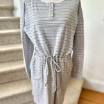 Talbots Haven Well Within Grey & Blue Stripe Cinched Waist T-Shirt Dress Photo 1