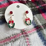 Festive Christmas Tree Wreath Earrings Red Photo 9
