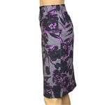 Lord & Taylor gray black purple abstract floral cotton Photo 4