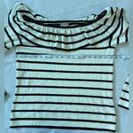 J.Crew Off-Shoulder Black and White Striped Top Size L Photo 4