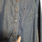 Anthropologie  POSTMARK DENIM DITSY MICRO LORAL TRIM LONG LINE BUTTON DOWN TOP Photo 9