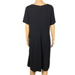 Ellen Tracy  black stretch jersey dress w/waist-belt & gold buckle. Size 20W. EUC Photo 9