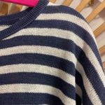 Eileen Fisher Striped Navy & White Sweater Linen Sz L Classic Fisherman Preppy Photo 8