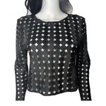 Alexis See Through Crop Top Women Size L Black Long Sleeve Laser Cut Out Photo 5