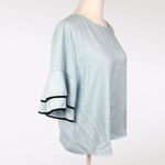 Marc New York  Ruffle Bell Sleeve Blouse Light Blue Black Trim Small Photo 5