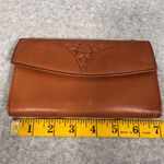 Vintage Rolfs Women's Brown Leather Wallet Floral Embossed Checkbook Photo 12
