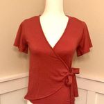 Caution to the Wind - Rusty Rose Faux wrap V neck Photo 0