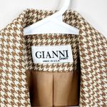 Vintage Gianni Sport Blazer Jacket Womens 12 Houndstooth Tan Neutral Equestrian Photo 4
