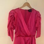 DO+BE Pink Wrap Ruched Sleeves Side Ruffle Sheath Dress S Photo 2