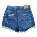 American Eagle Denim‎ Shorts High Waisted Distressed Cuffed Dark Wash Size 00 Blue Photo 5