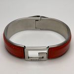 Gucci Leather G Logo Hinged Cuff Bracelet - Orange - Preowned Photo 5