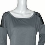 Zella Z by  Shirt Womens Small Gray‎ Striped Black Mesh Lounge Workout Athleisure Photo 3