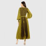 Mac Duggal  49718 Womens Olive Long Sleeve High Neck Heat Pleated Dress Flaws Photo 5