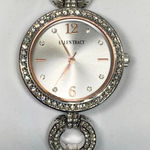Ellen Tracy  silver tone women’s watch 30mm quartz analog rhinestones running Photo 0