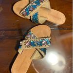 Saks 5th Avenue Sam’s Fifth Avenue flip flops - aqua sequins| size 5 Photo 0