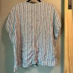 Time and Tru Dark Navy Gray White Striped Tie Front Shirt Womens XL Photo 1