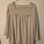 Krazy Kat Cream Relaxed 3/4 Sleeve Blouse Photo 0