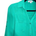 EXPRESS The Portofino Shirt Shamrock Green Button Down Blouse Photo 2