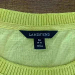 Lands' End  Womens Medium Top Sweater Short Sleeve Cable Knit Yellow Button Photo 6