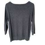 Ann Taylor LOFT Sequin Cotton Sweater in Charcoal Gray 3/4 Sleeves Boat Neck, Size Medium Photo 6