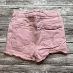 Parisian Distressed Denim Jean Shorts Light Pink Hi Rise Mini Booty Shorts 2 Zip Photo 1