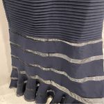 Tadashi Shoji Stunning  maxi dress navy with black mesh inserts mermaid magic Photo 5