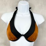 Venus  Womens Bikini Top 32C Colorblock Halter Underwire‎ Black Rust Trendy Chic Photo 0