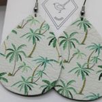 Handmade Lightweight Genuine Leather Palm Tree Teardrop Beach Earrings Photo 3