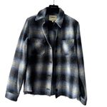L'Agence  Angelica Plaid Shirt Jacket Blue Wool Blend Size L Photo 3